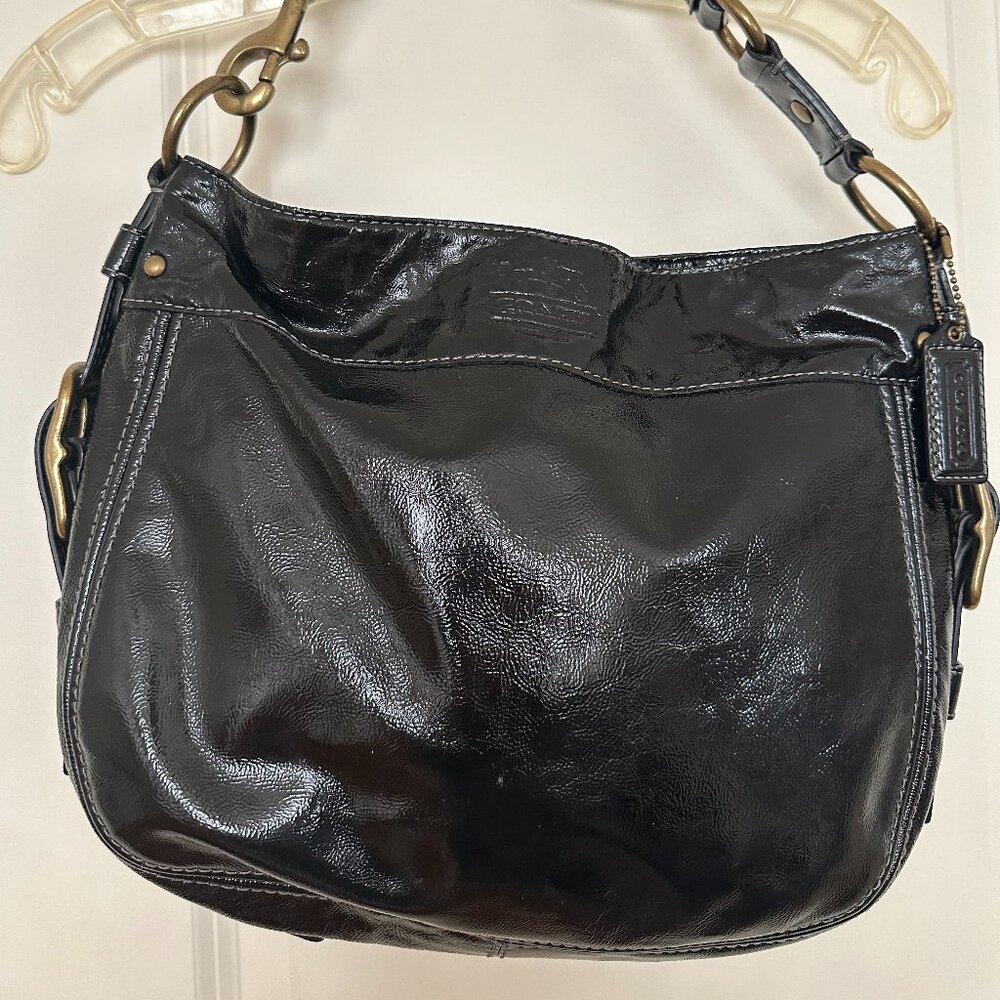 Coach Zoe Patent Leather Medium Hobo Shoulder Bag #12735